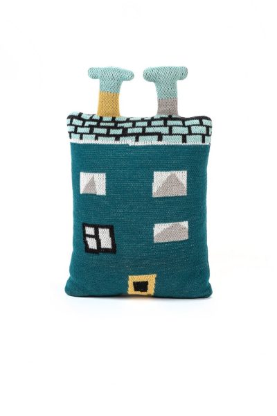 knitted cotton jacquard toy pillow house