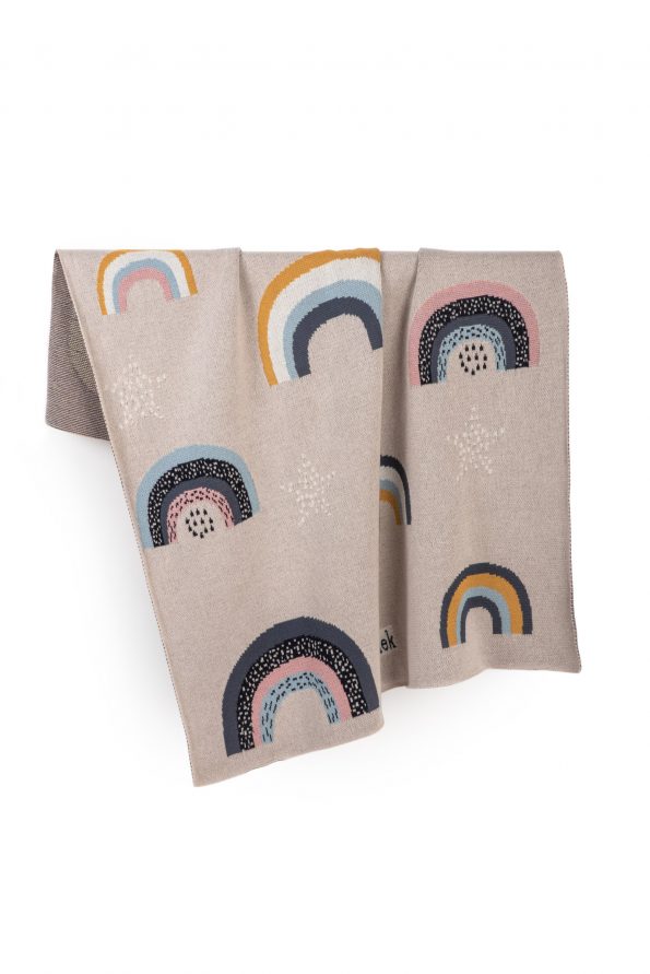 rainbows knitted jacquard cotton blanket