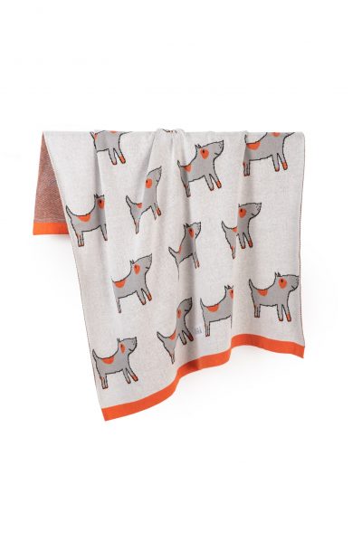 dogs knitted jacquard cotton blanket
