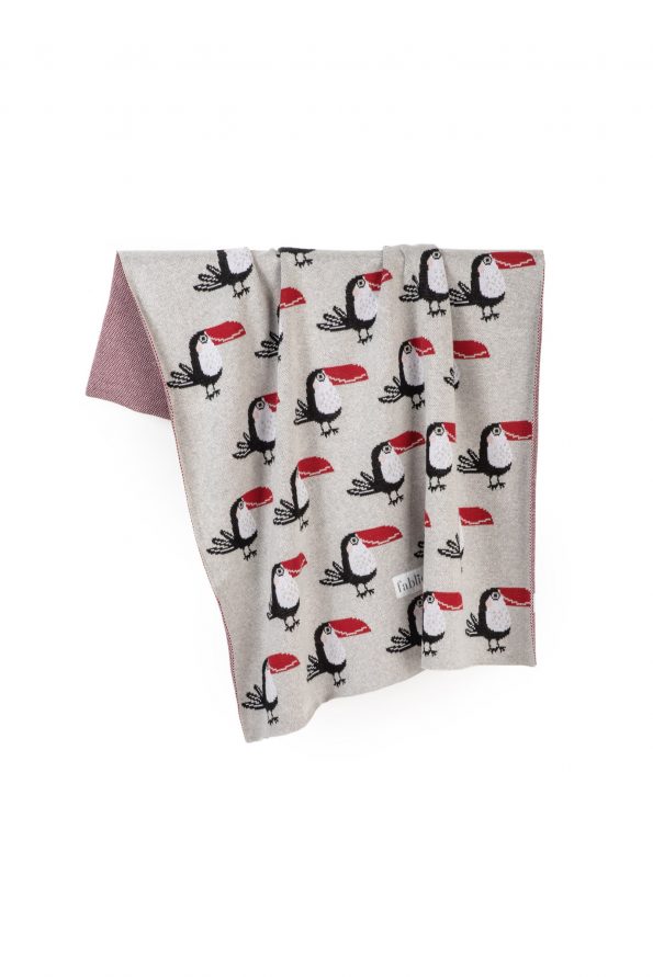 toucans knitted jacquard cotton blanket